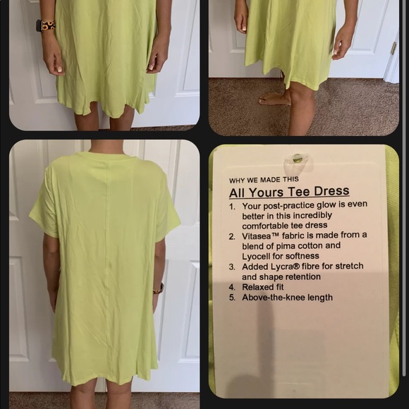 Lululemon Size 4 All Yours Tee Dress Lemon Yellow Vibe LEVI Vitasea™ ATK Relaxed - Picture 2 of 2